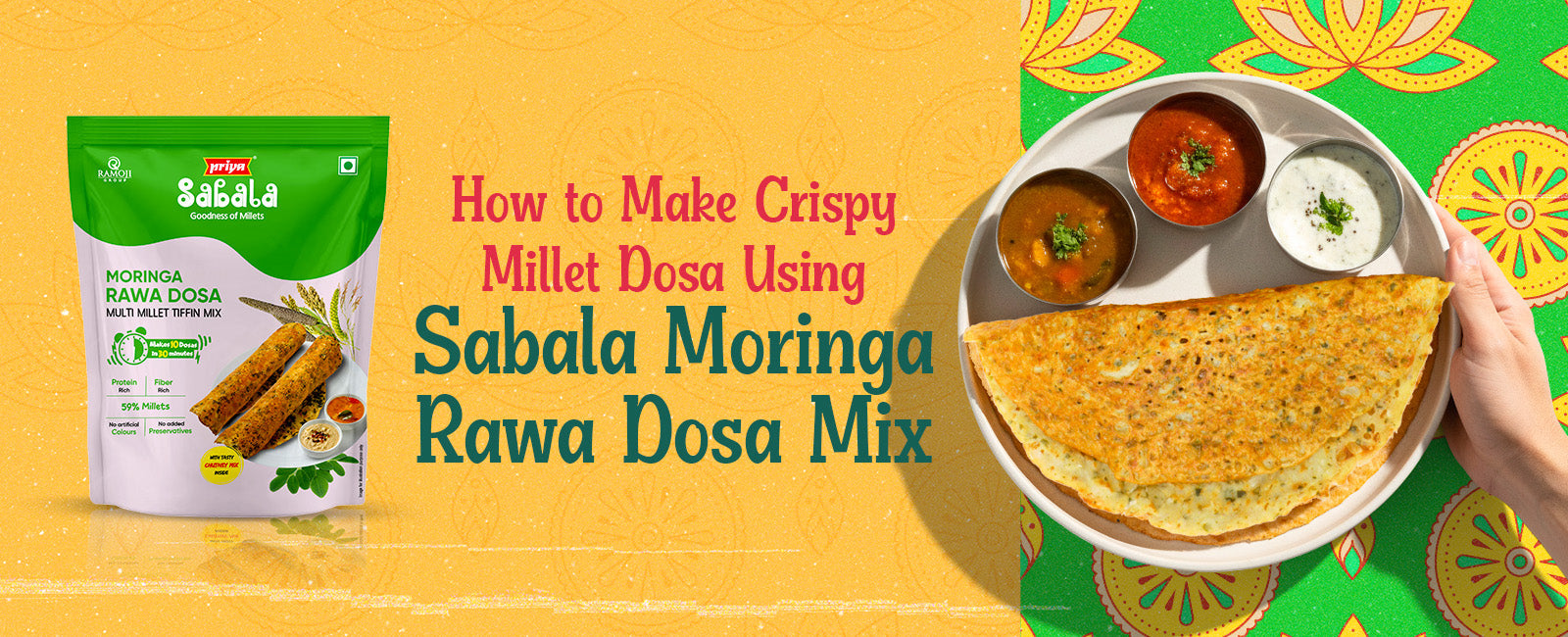 How to Make Crispy Millet Dosa Using Sabala Moringa Rawa Dosa Mix
